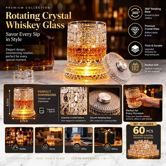 360° Rotating Whiskey Glass with LED Light Base